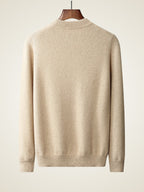 LanlyCashmere Men’s Cable Knit Cashmere Sweater – Textured Crew Neck Pullover