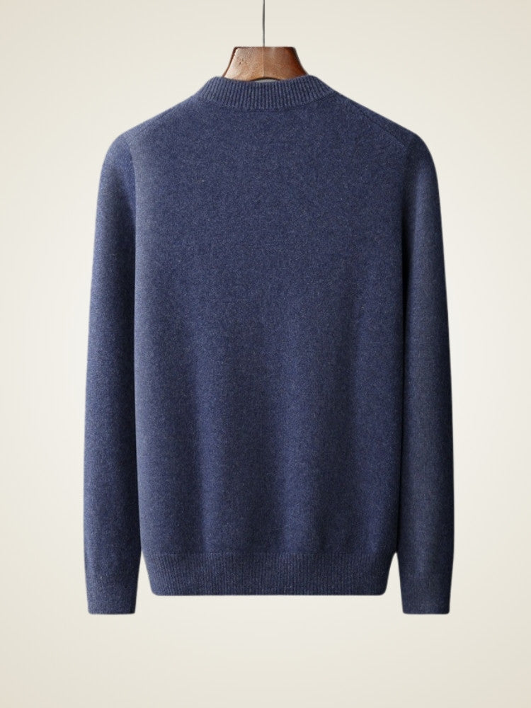 LanlyCashmere Men’s Cable Knit Cashmere Sweater – Textured Crew Neck Pullover