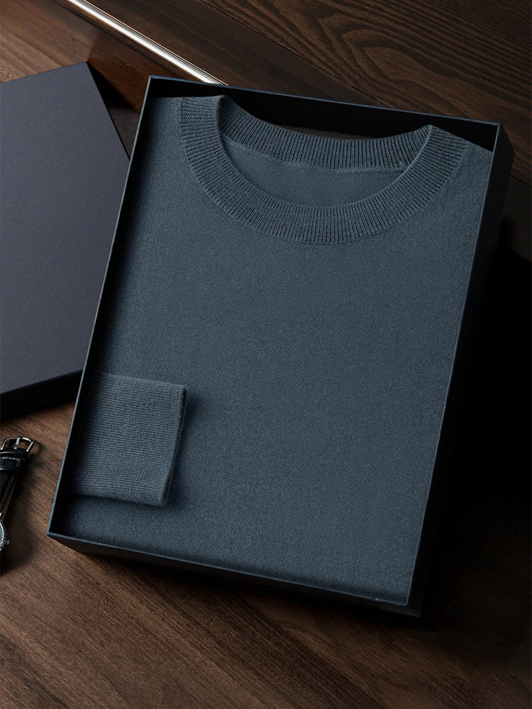 LanlyCashmere Men’s Cashmere Crew Neck Sweater – Lightweight Base Layer Knit
