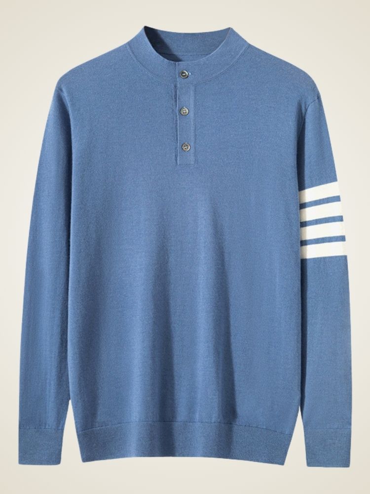 LanlyCashmere Men’s Cashmere Henley Sweater – Fine Knit Button Neck Pullover