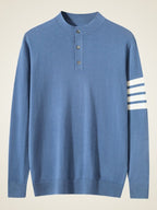 LanlyCashmere Men’s Cashmere Henley Sweater – Fine Knit Button Neck Pullover