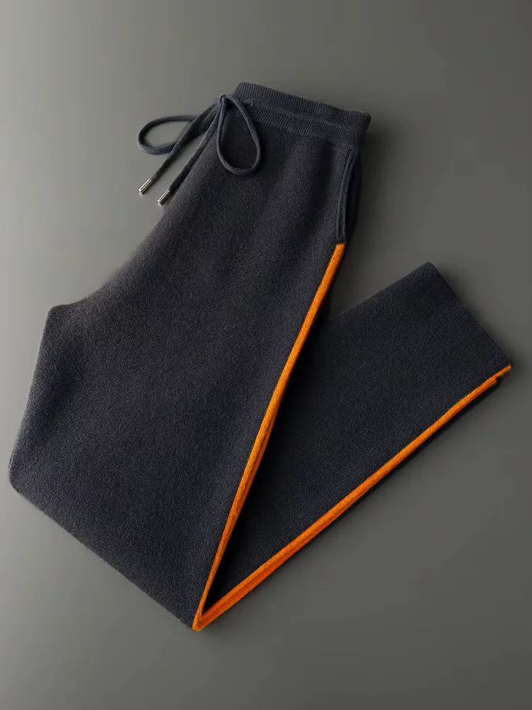 LanlyCashmere Men's Cashmere Hoodie Set Zip Knit Tracksuit