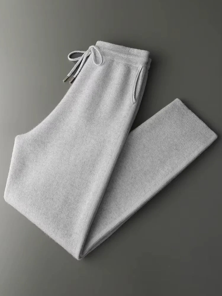 LanlyCashmere Men's Cashmere Hoodie Set Zip Knit Tracksuit