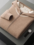 LanlyCashmere Men's Cashmere Hoodie Set Zip Knit Tracksuit