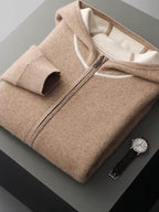 LanlyCashmere Men's Cashmere Hoodie Set Zip Knit Tracksuit