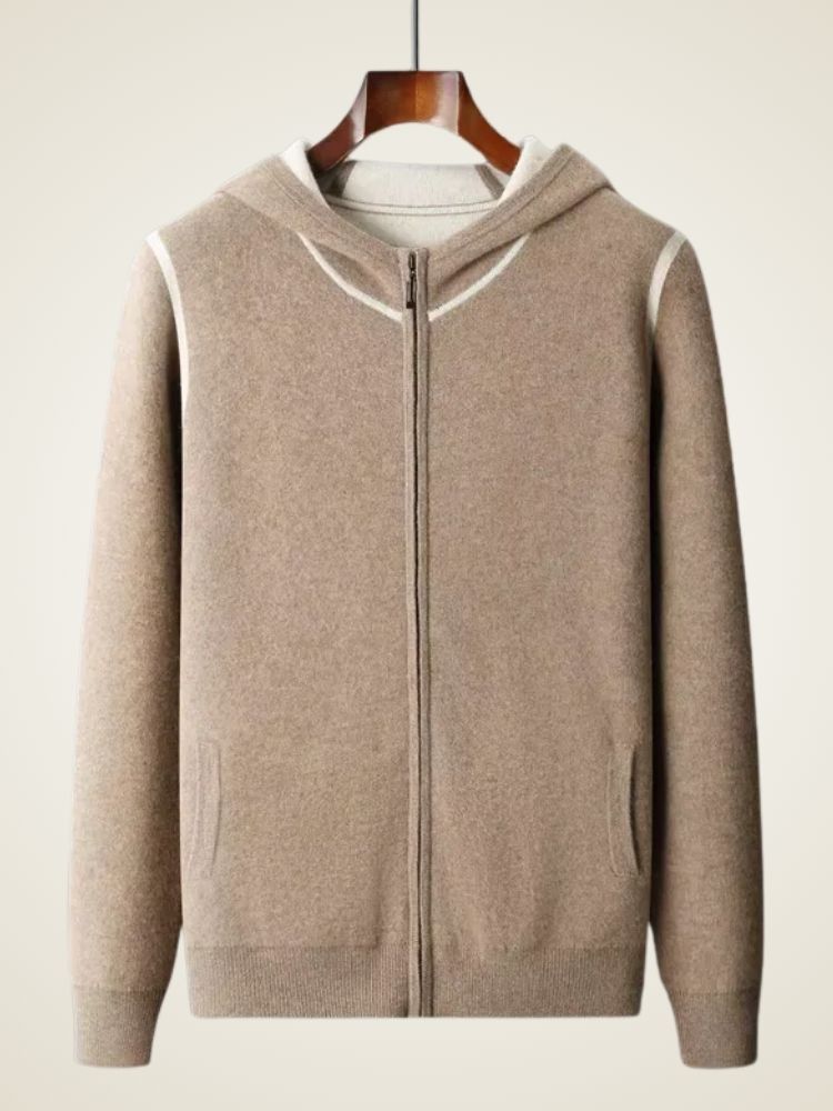 LanlyCashmere Men's Cashmere Hoodie Set Zip Knit Tracksuit