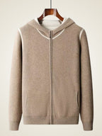 LanlyCashmere Men's Cashmere Hoodie Set Zip Knit Tracksuit
