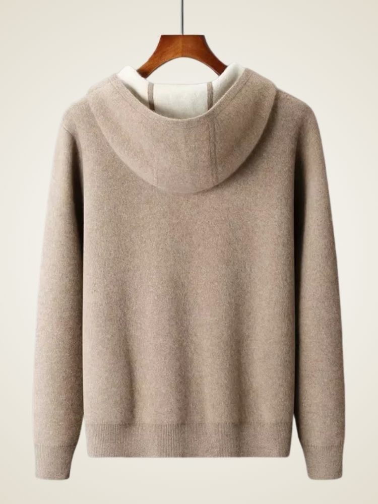 LanlyCashmere Men's Cashmere Hoodie Set Zip Knit Tracksuit