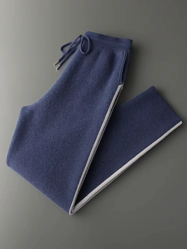 LanlyCashmere Men's Cashmere Hoodie Set Zip Knit Tracksuit