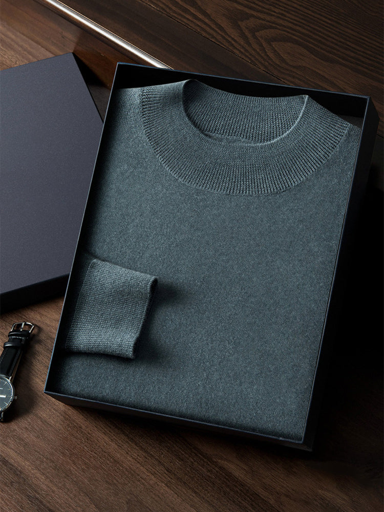 LanlyCashmere Men’s Cashmere Mock Neck Sweater – Lightweight Fine Knit Pullover