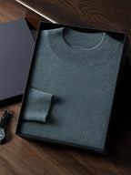 LanlyCashmere Men’s Cashmere Mock Neck Sweater – Lightweight Fine Knit Pullover