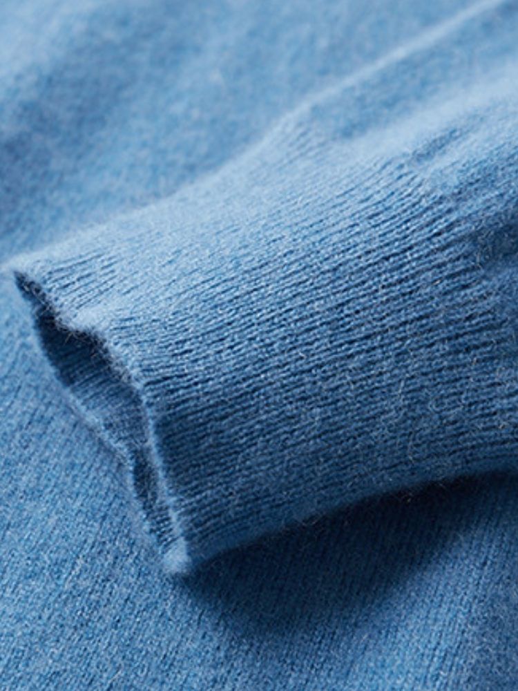 LanlyCashmere Men's Cashmere Polo Sweater Button Collar Knit