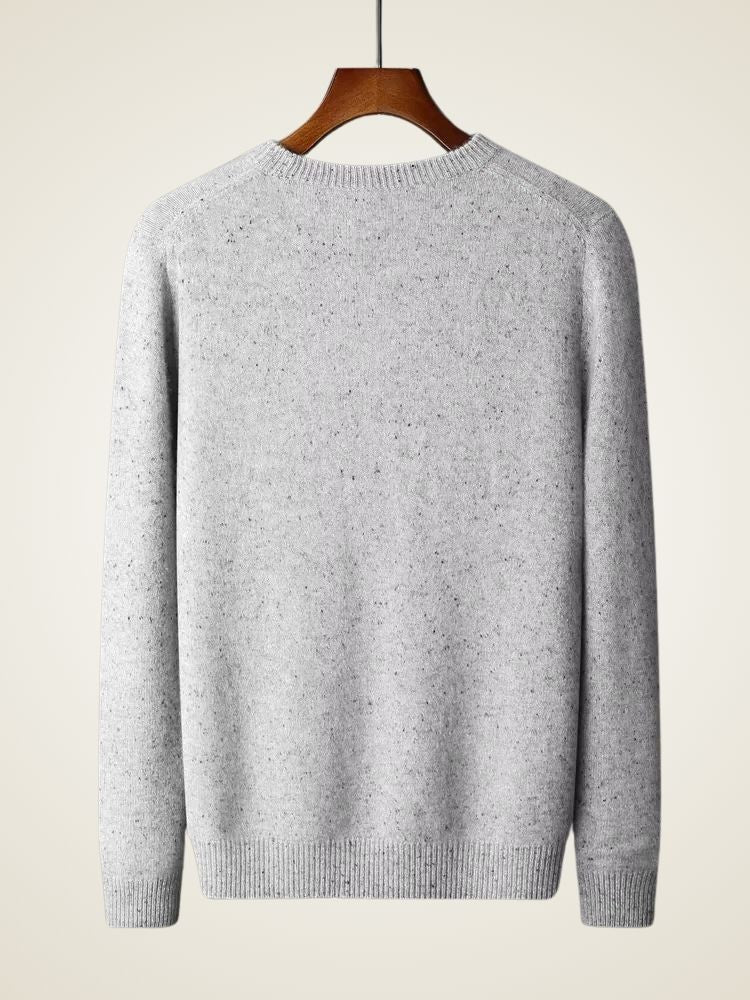 LanlyCashmere Men's Crew Neck Cashmere Sweater Soft Speckled Knit