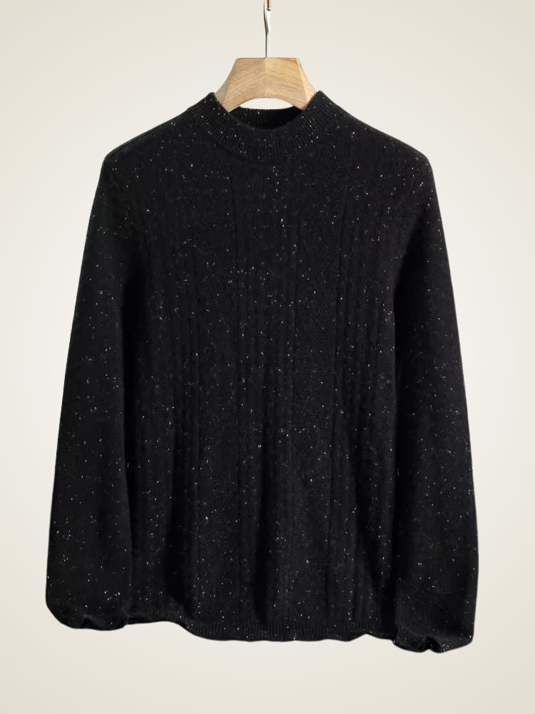 LanlyCashmere Men's Crew Neck Cashmere Sweater Soft Speckled Knit