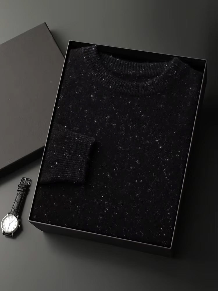 LanlyCashmere Men's Crew Neck Cashmere Sweater Soft Speckled Knit