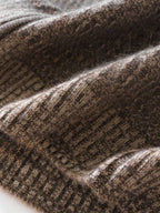 LanlyCashmere Men’s Full Zip Cashmere Cardigan – Textured Stand Collar Sweater