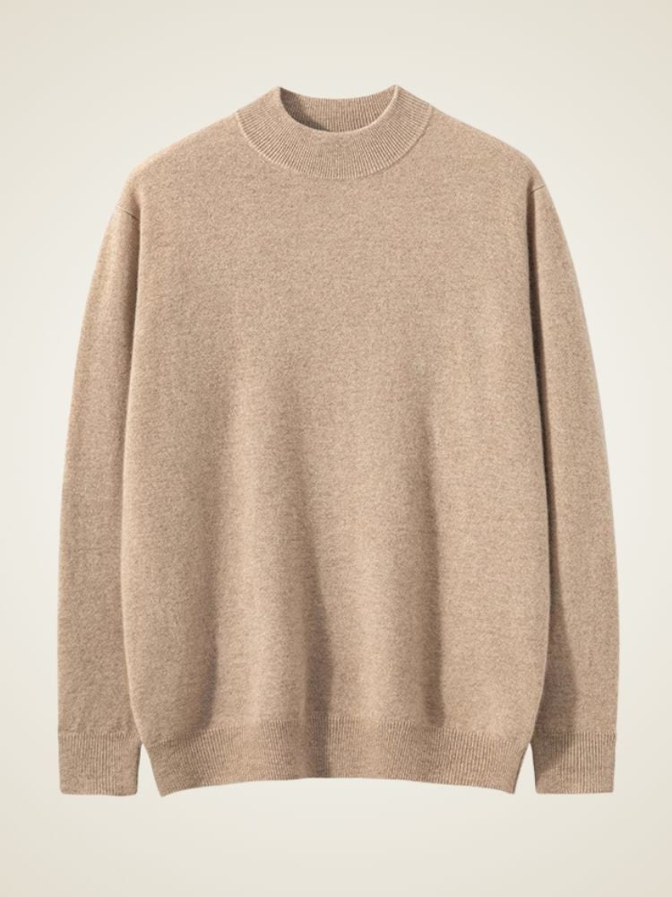 LanlyCashmere Men’s Mock Neck Cashmere Sweater – Lightweight Luxury Knit Pullover