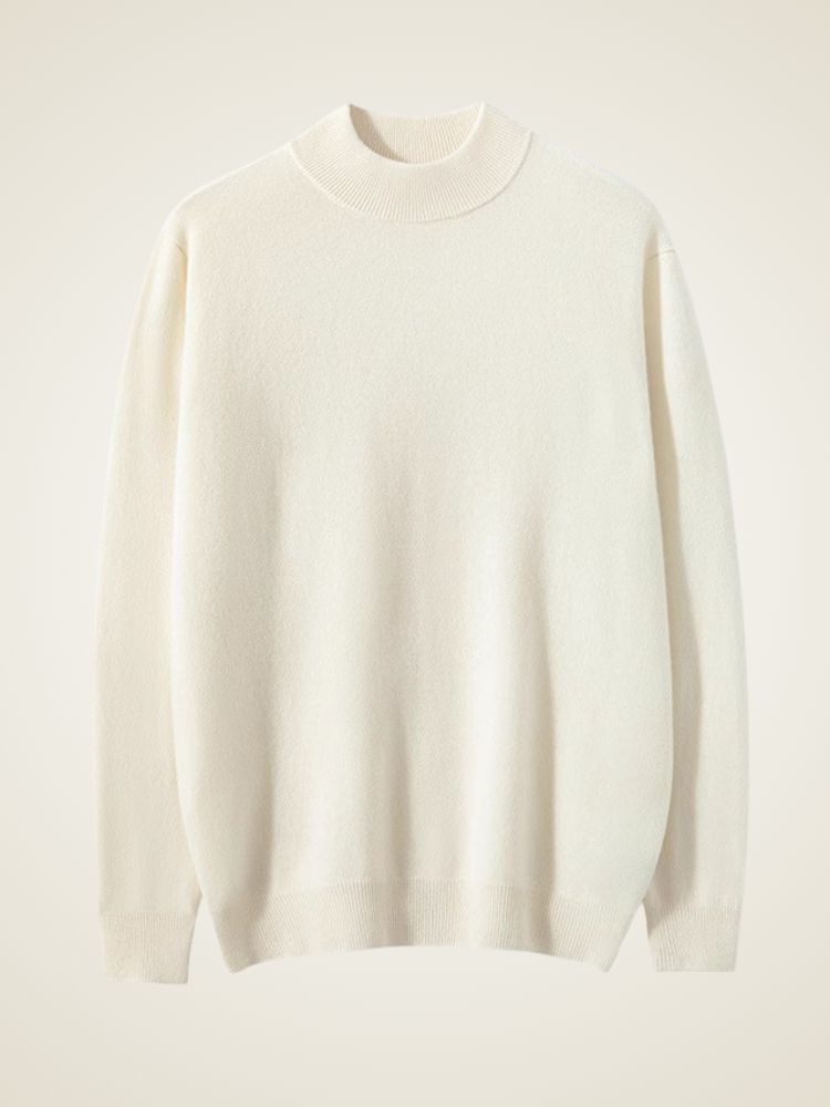 LanlyCashmere Men’s Mock Neck Cashmere Sweater – Lightweight Luxury Knit Pullover