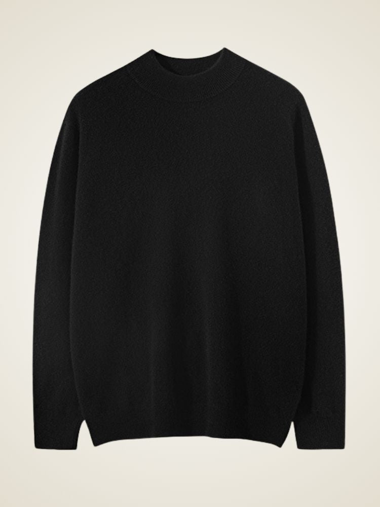 LanlyCashmere Men’s Mock Neck Cashmere Sweater – Lightweight Luxury Knit Pullover