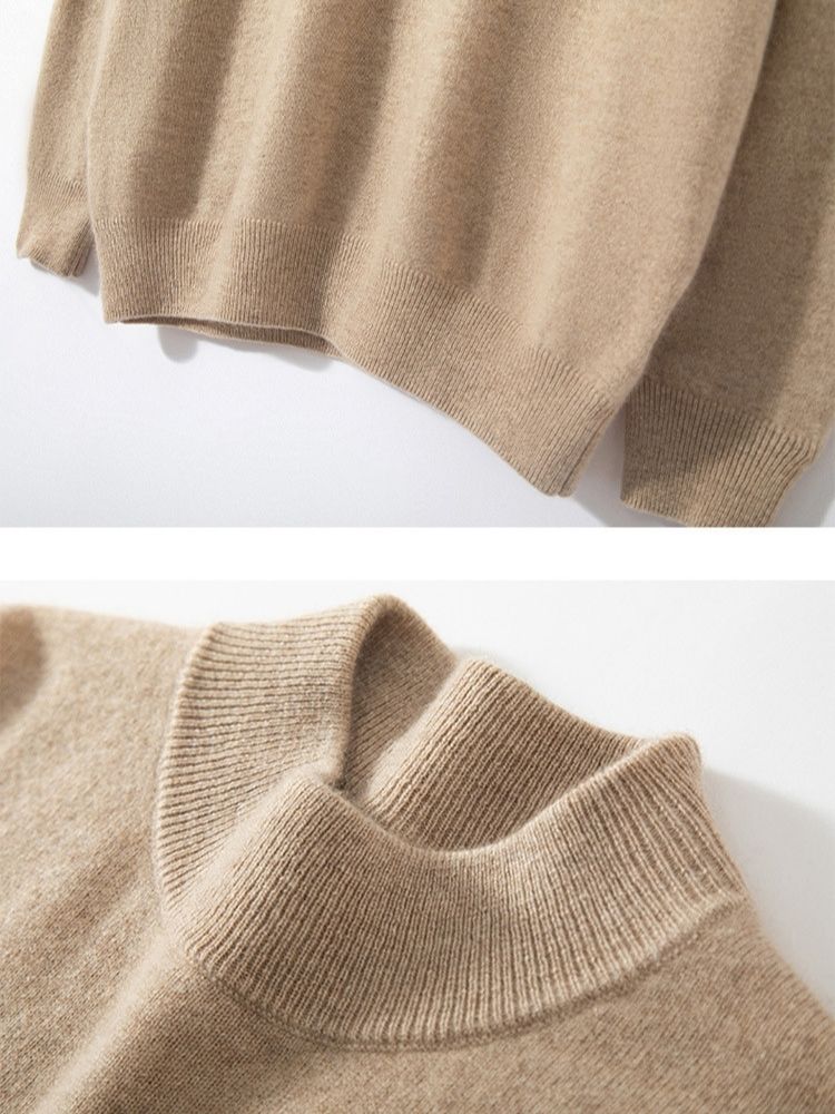 LanlyCashmere Men’s Mock Neck Cashmere Sweater – Lightweight Luxury Knit Pullover