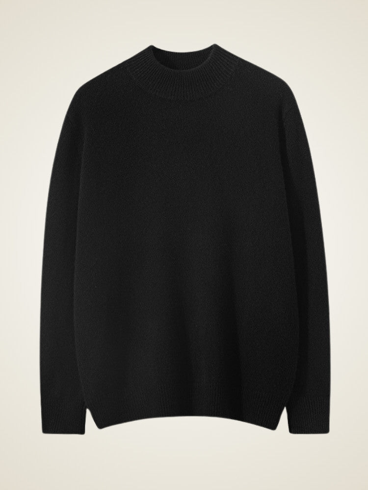 LanlyCashmere Men’s Mock Neck Cashmere Sweater – Luxury Knit Pullover