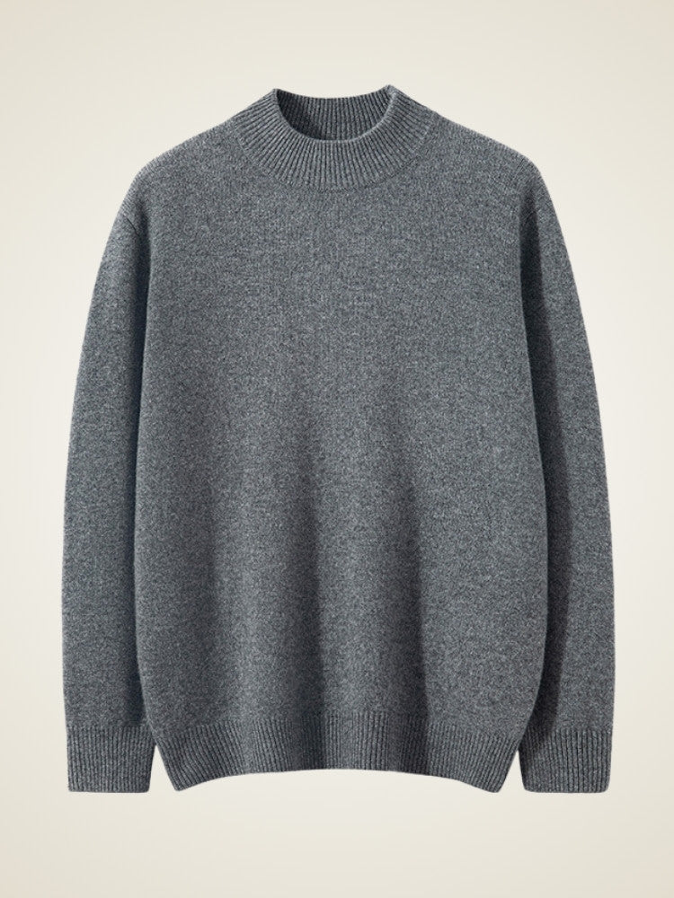 LanlyCashmere Men’s Mock Neck Cashmere Sweater – Luxury Knit Pullover