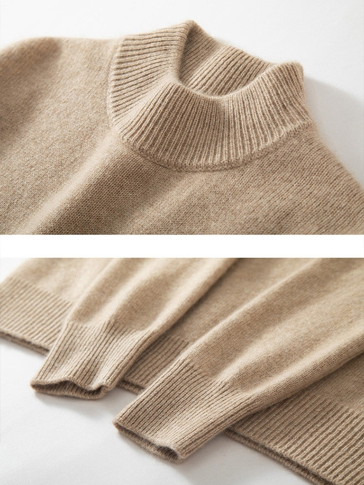 LanlyCashmere Men’s Mock Neck Cashmere Sweater – Luxury Knit Pullover