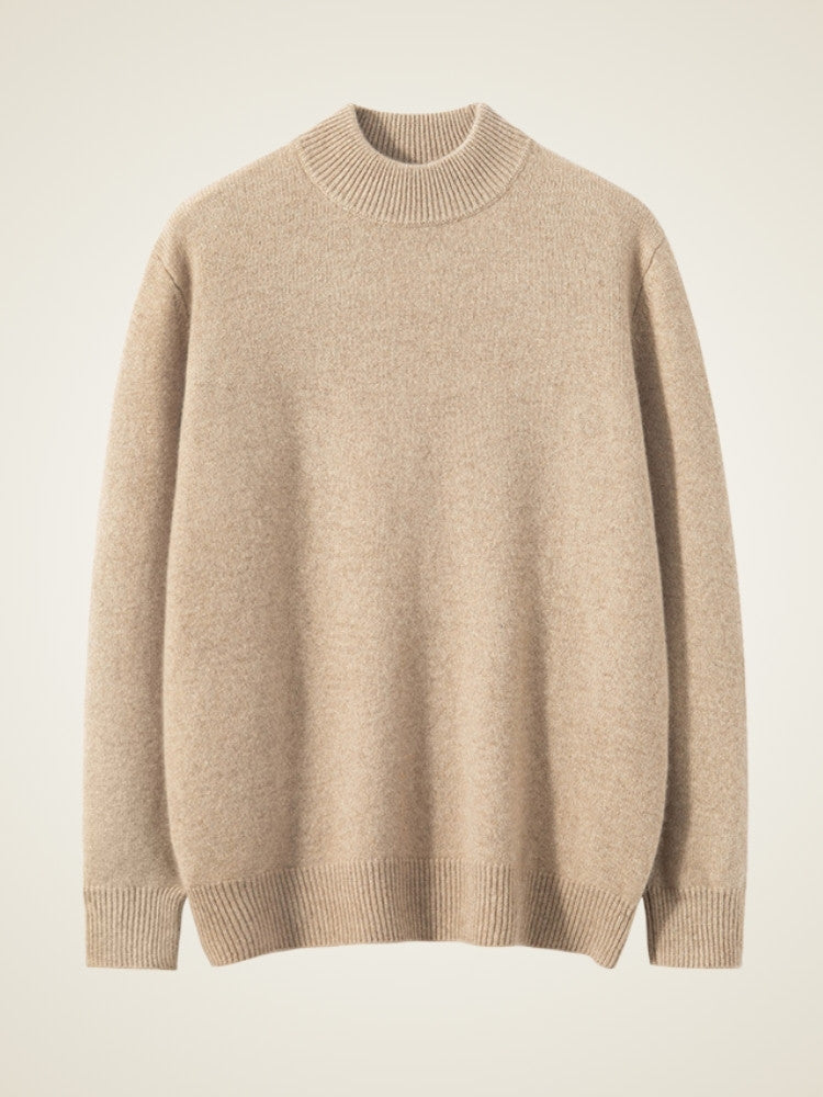 LanlyCashmere Men’s Mock Neck Cashmere Sweater – Luxury Knit Pullover