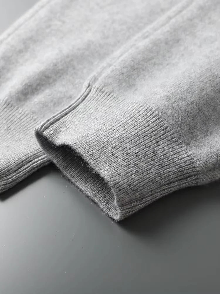 LanlyCashmere Men's Pullover Cashmere Hoodie Set Knit Tracksuit