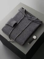 LanlyCashmere Men's Pullover Cashmere Hoodie Set Knit Tracksuit