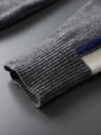 LanlyCashmere Men's Stripe Zip Cashmere Sweater Sport Knit