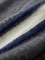 LanlyCashmere Men's Stripe Zip Cashmere Sweater Sport Knit