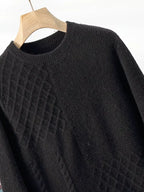 LanlyCashmere Men's Textured Crew Neck Cashmere Sweater