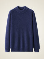 LanlyCashmere Men’s Thick Cashmere Mock Neck Sweater – Textured Knit Pullover