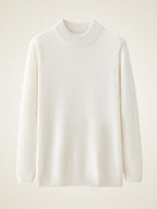 LanlyCashmere Men’s Thick Cashmere Mock Neck Sweater – Textured Knit Pullover