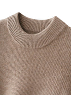 LanlyCashmere Men’s Thick Cashmere Mock Neck Sweater – Textured Knit Pullover