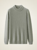 LanlyCashmere Men’s Thick Cashmere Mock Neck Sweater – Textured Knit Pullover