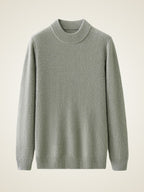 LanlyCashmere Men’s Thick Cashmere Mock Neck Sweater – Textured Knit Pullover