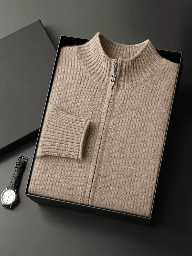 LanlyCashmere Men’s Zip-Up Cashmere Sweater 