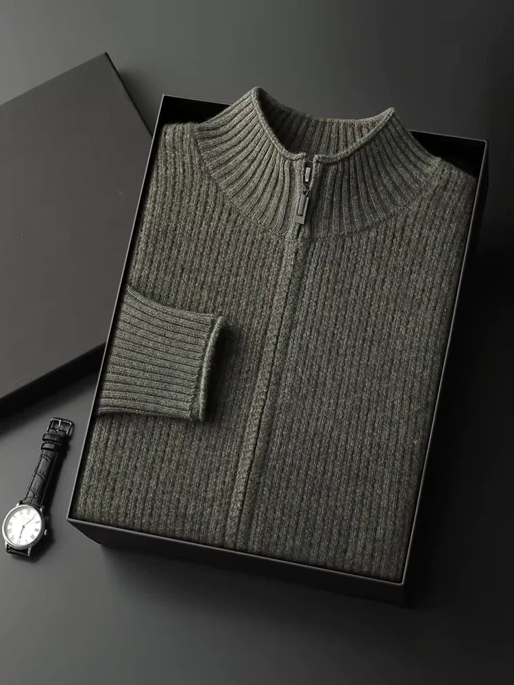 LanlyCashmere Men’s Zip-Up Cashmere Sweater 