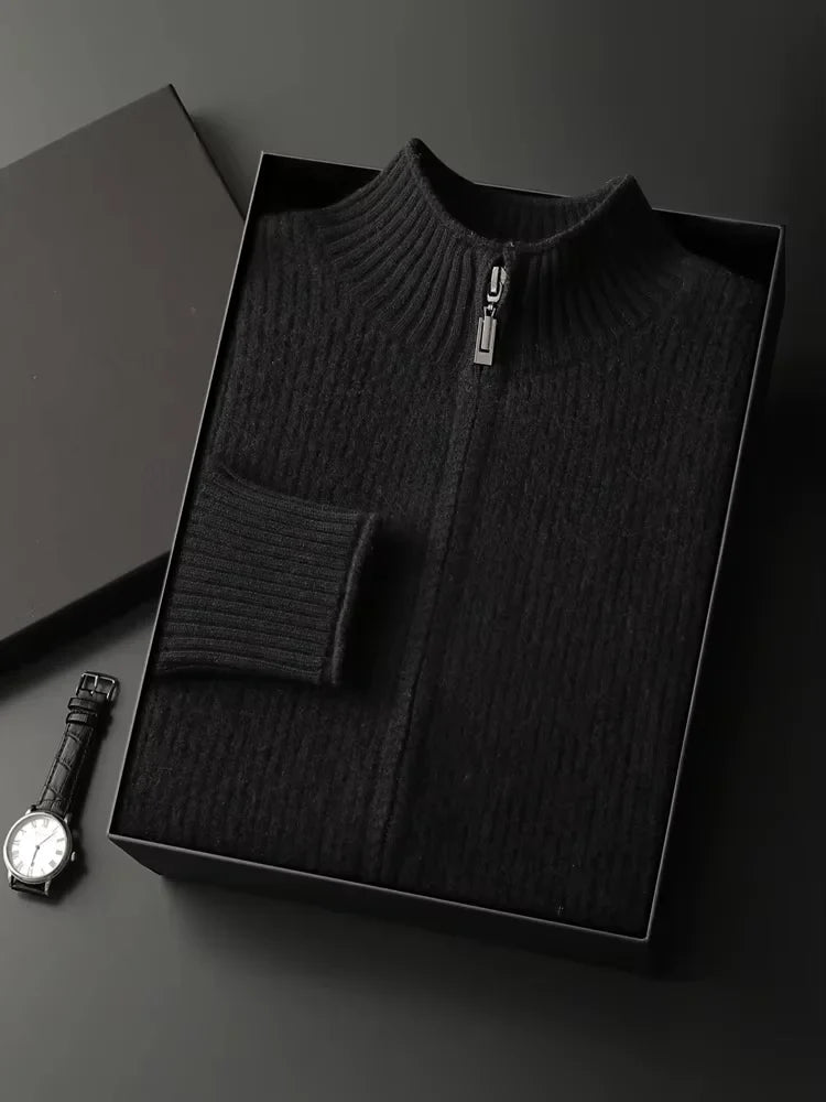 LanlyCashmere Men’s Zip-Up Cashmere Sweater 