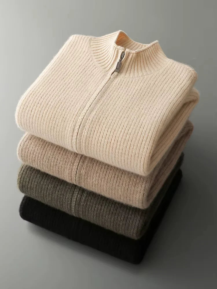 LanlyCashmere Men’s Zip-Up Cashmere Sweater 