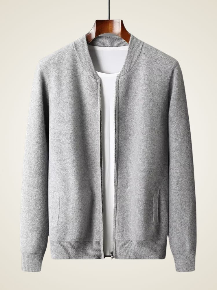 LanlyCashmere Men's Zip Cashmere Sweater Minimal Knit Jacket