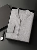 LanlyCashmere Men's Zip Cashmere Sweater Minimal Knit Jacket