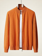 LanlyCashmere Men's Zip Up Cashmere Cardigan Stand Collar