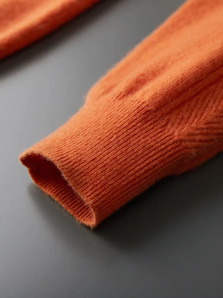 LanlyCashmere Men's Zip Up Cashmere Cardigan Stand Collar