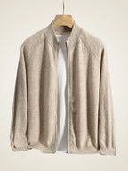 LanlyCashmere Men's Zip Up Cashmere Cardigan Stand Collar