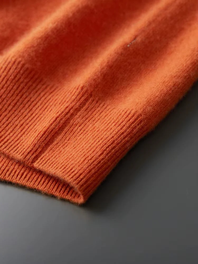 LanlyCashmere Men's Zip Up Cashmere Cardigan Stand Collar