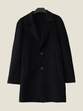 LanlyCashmere Mid-Length Overcoat-Black 100_Pure Cashmere Car Coat