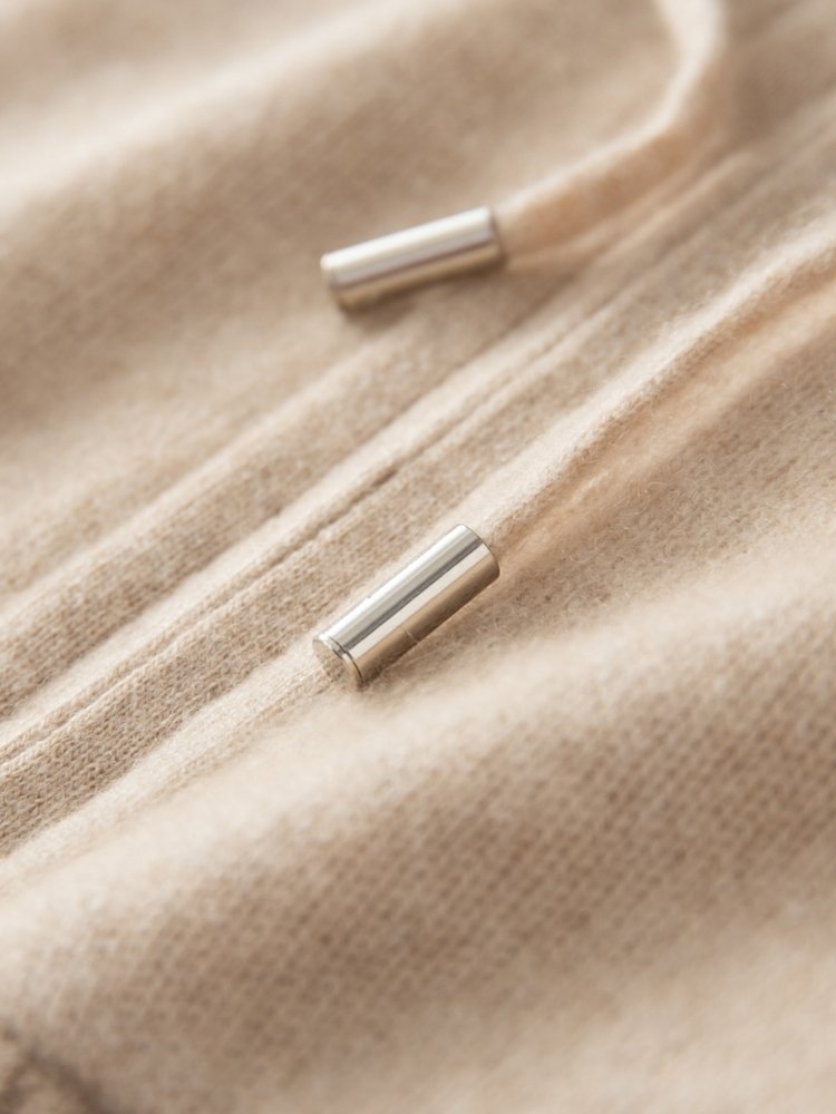 LanlyCashmere Pure Cashmere Zip-Up Hoodie – Luxury Knit Sweater for Women